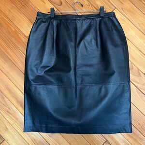 Vintage Deadstock NWT Black Leather Pencil Skirt
